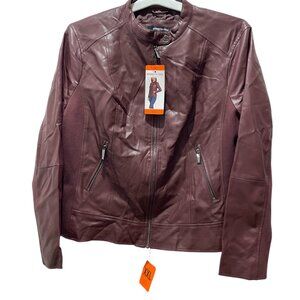 Women's Faux Leather Jacket, Kenneth Cole, XXL, Red, NWT